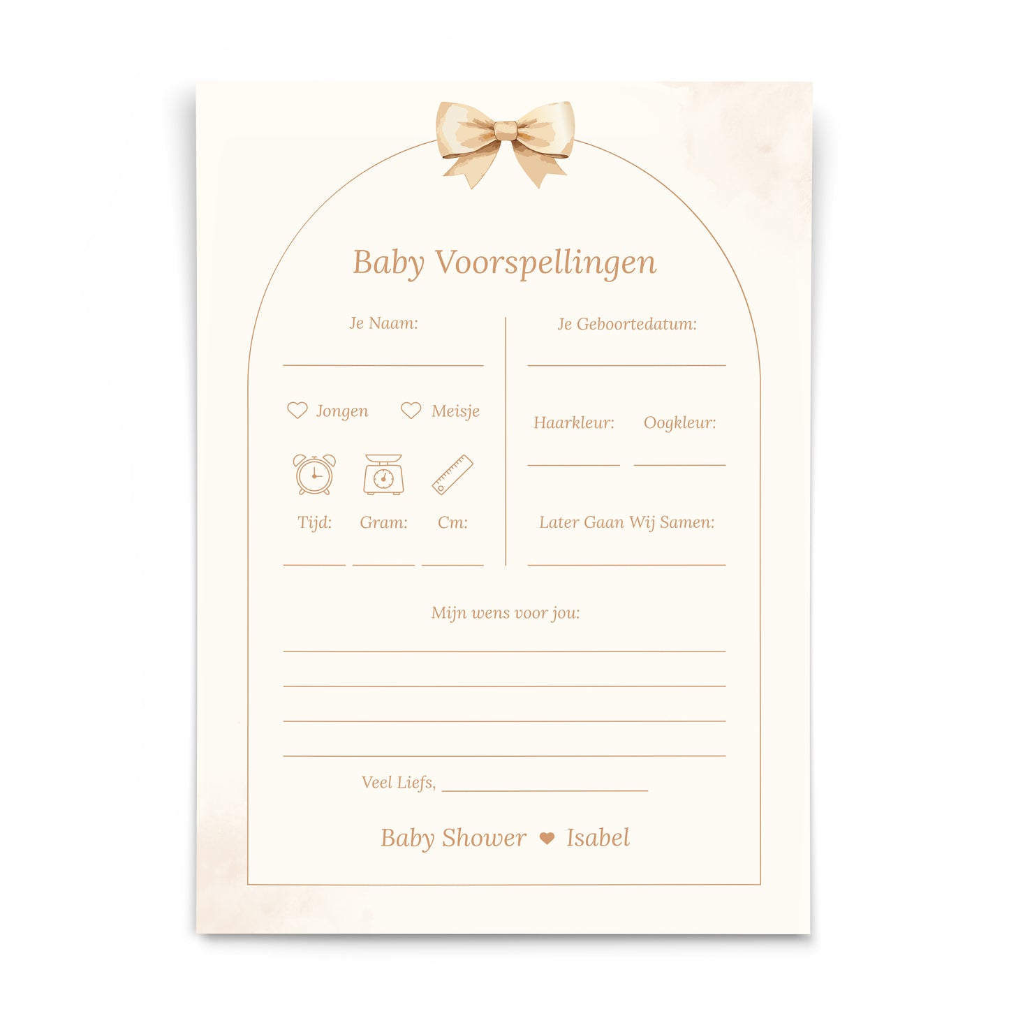 Gepersonaliseerde Babyshower Voorspellingskaarten - Boho