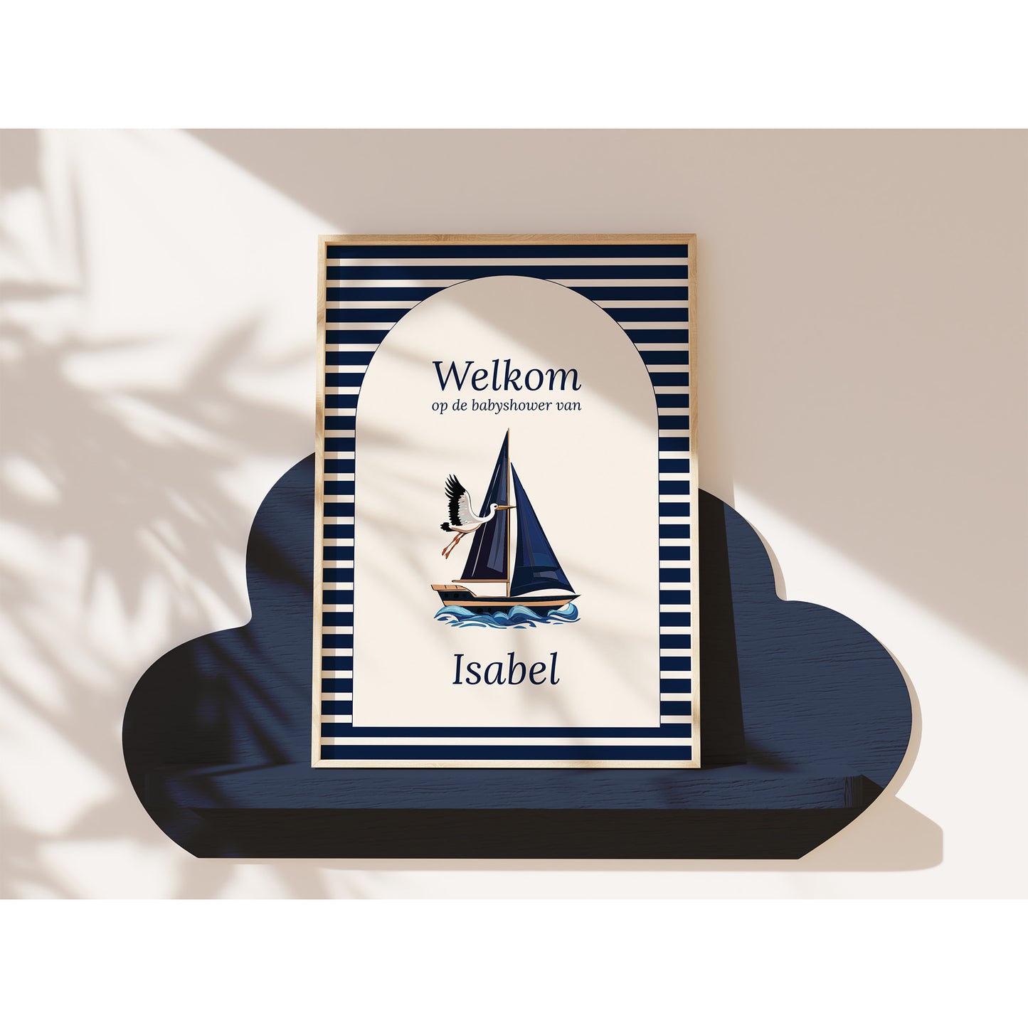Gepersonaliseerde Babyshower Invulkaarten Set - Navy Blue