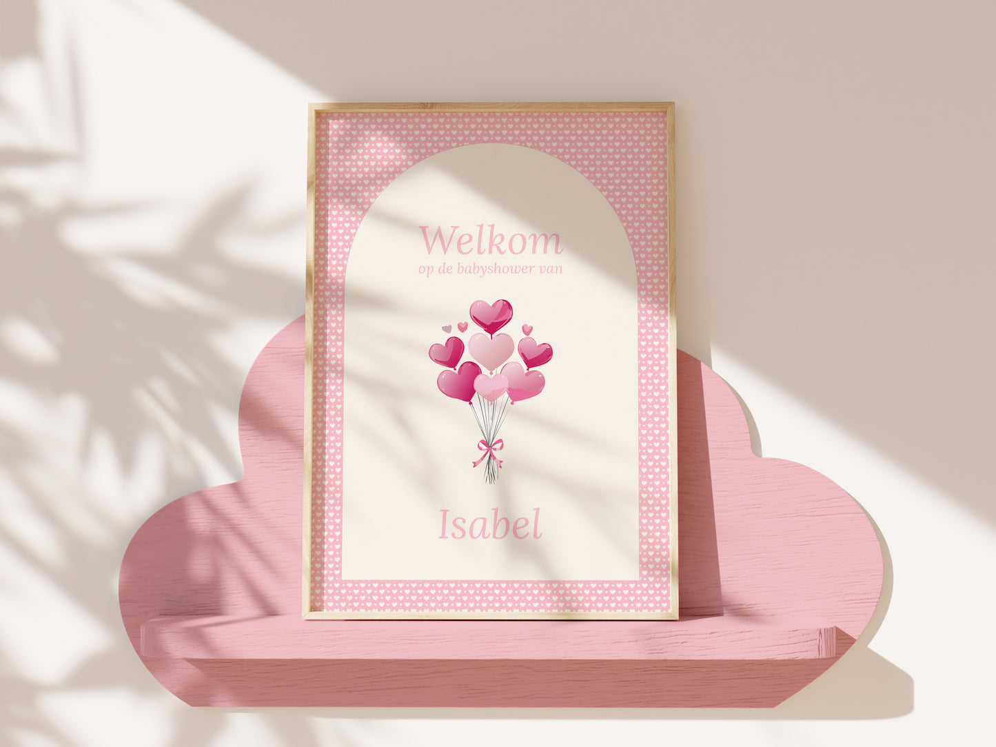 Gepersonaliseerde Babyshower Invulkaarten Set - Roze Hartjes