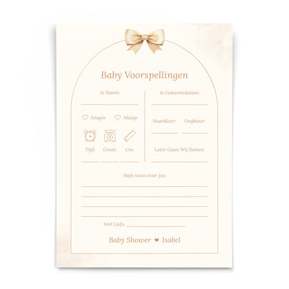 Gepersonaliseerde Babyshower Invulkaarten Set - Boho