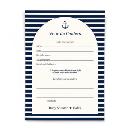 Gepersonaliseerde Babyshower Invulkaarten Set - Navy Blue