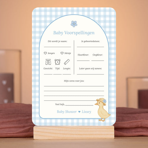 Baby Voorspellingen – Gingham Blauw met Gansje
