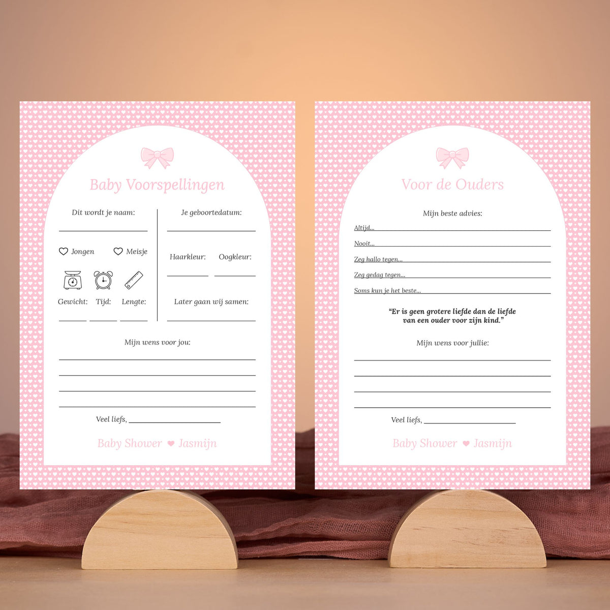 Babyvoorspellingen & Voor de Ouders – Roze Hartjes Met Strikje