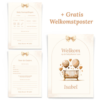 Gepersonaliseerde Babyshower Invulkaarten Set - Boho